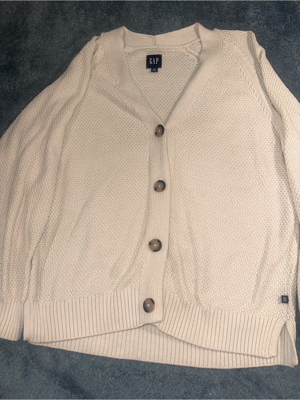 GAP Ivory Button-Up Knit Cardigan